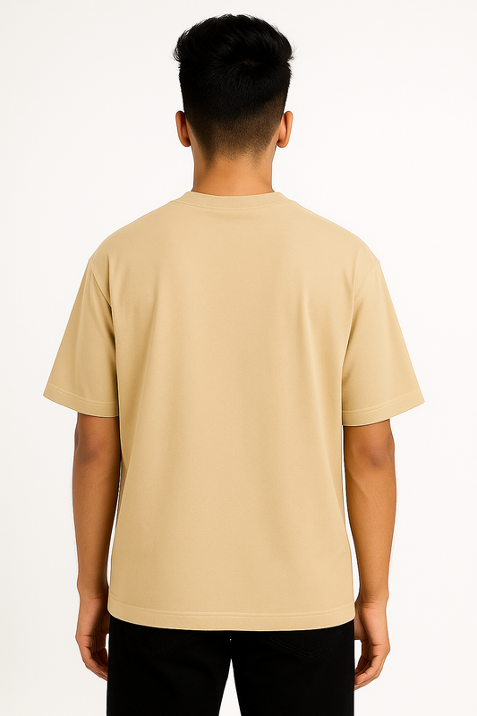 Timeless Oversized Tee – Beige (240 GSM)