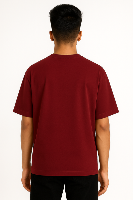 Timeless Oversized Tee – Maroon (240 GSM)