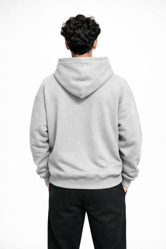 Timeless Oversized Hoodie – Light Grey (350 GSM)