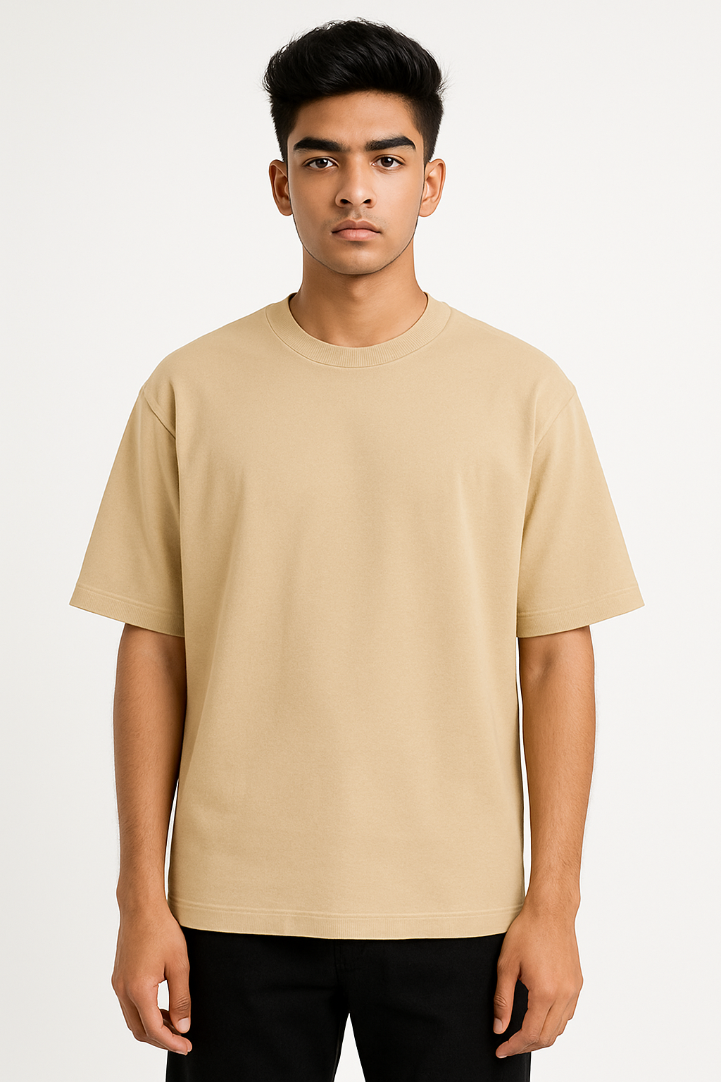 Timeless Oversized Tee – Beige (240 GSM)