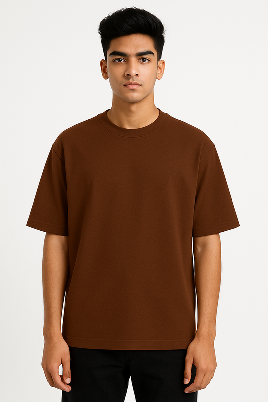Timeless Oversized Tee – Brown (240 GSM)