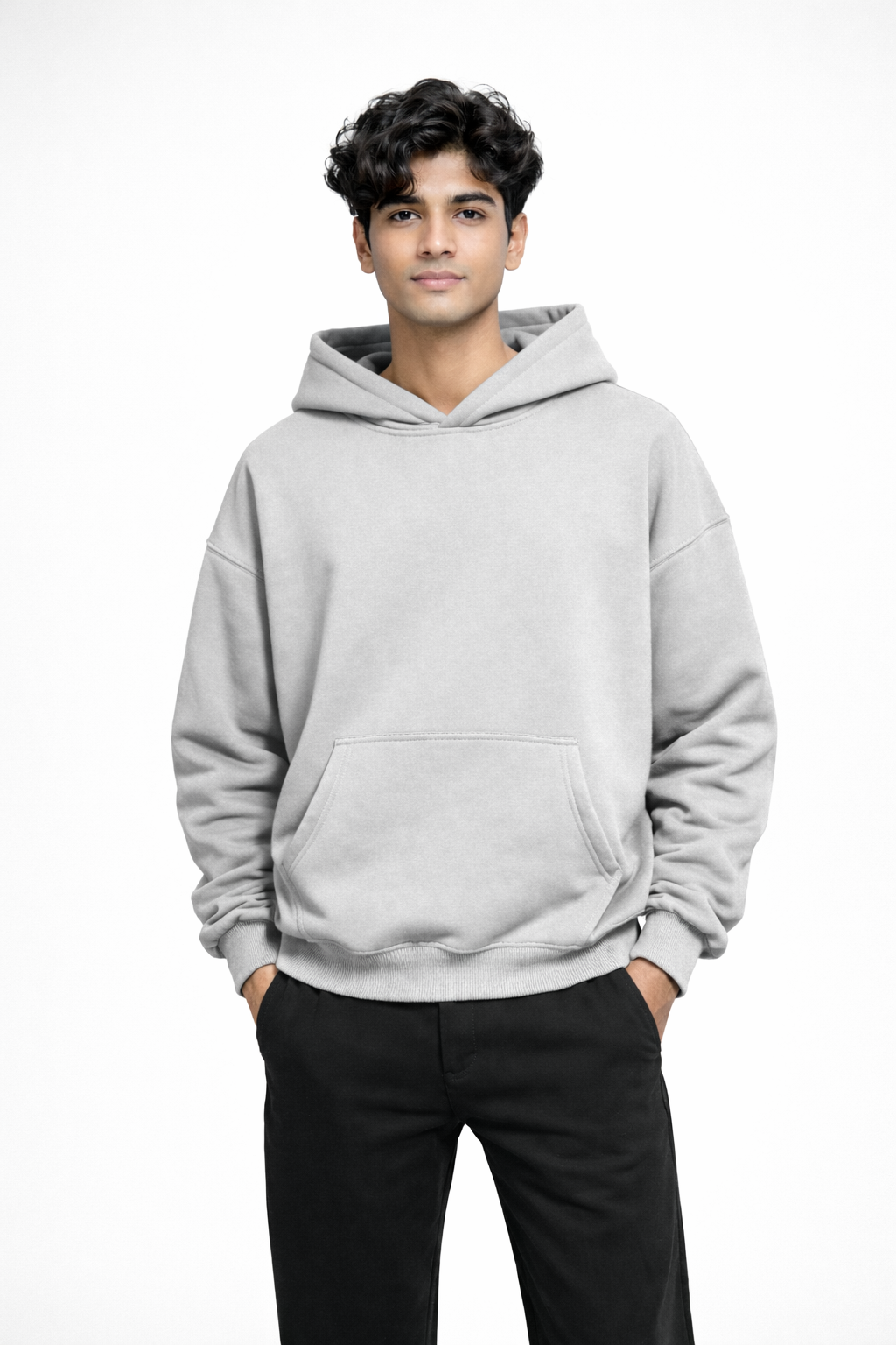 Timeless Oversized Hoodie – Light Grey (350 GSM)