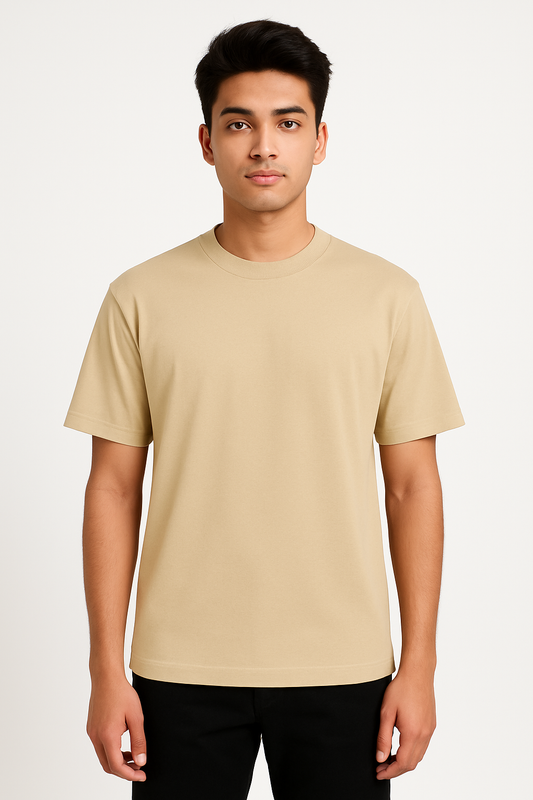 Timeless Regular Fit Tee – Beige (210 GSM)
